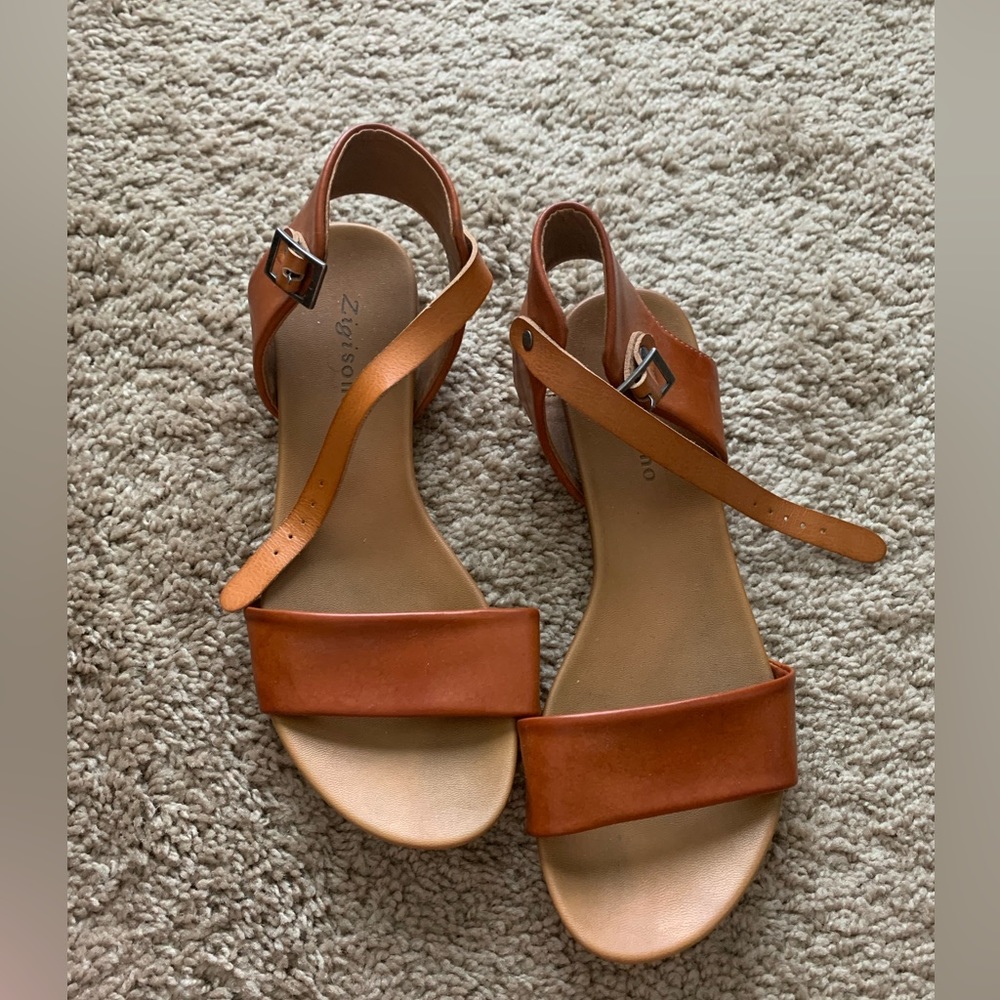 Zigisoho Brown Leather Sandals Size 8.5
